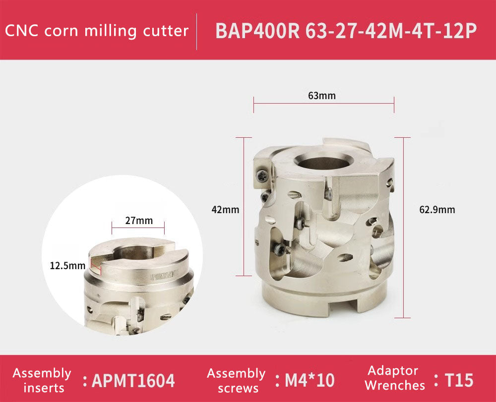 BAP 400R face mill helical indexable end mill CNC Milling Cutter Disc Helical Milling Cutter Bar Corn Cob Insert APMT1604 Shandong Denso Pricision Tools Co.,Ltd.